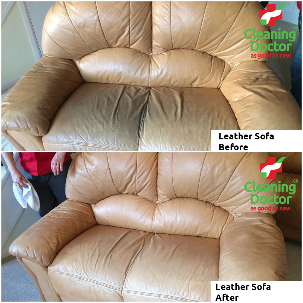 Leather Sofa Before + After Cleaning
